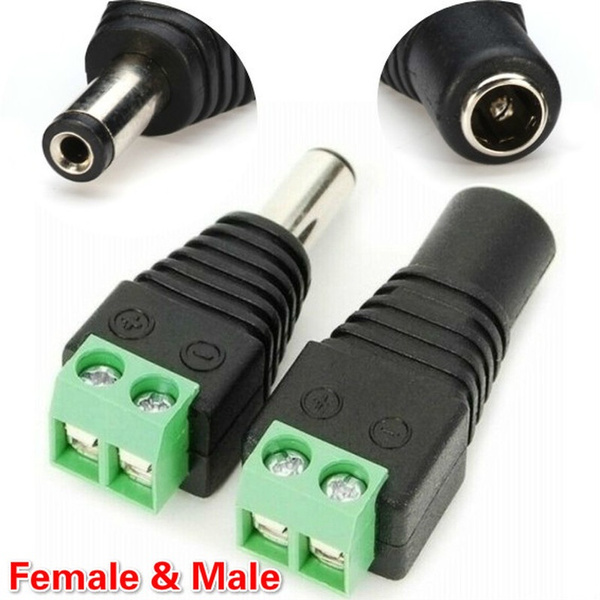 5 Pack 5.5 X 2.1mm Barrel Power For CCTV 12V DC Power Plug Socket ...