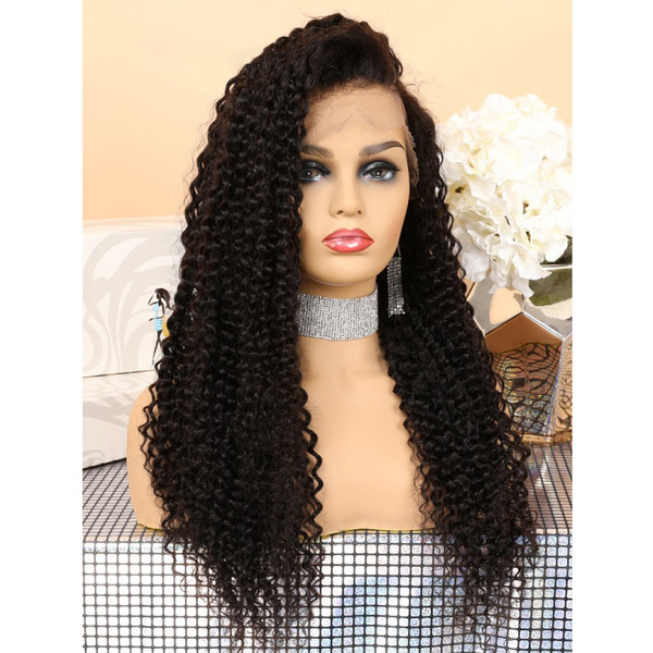 180% Density 13x6 Lace Front Long Deep Curly Brazilian Human Hair Wigs ...