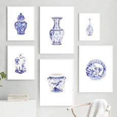 Blues, Decor, chinoiserievasesposter, chinoiserievase