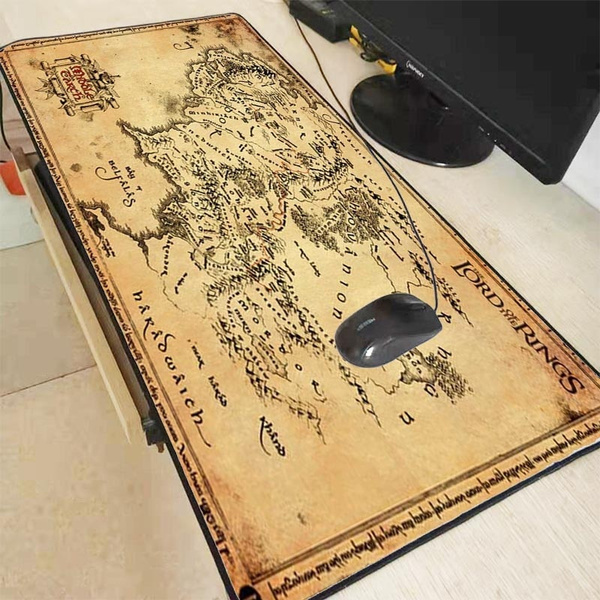 lord of the rings map Extended Gaming Mouse Pad Mat Stitched Edges Waterproof Wide & Long Rubber