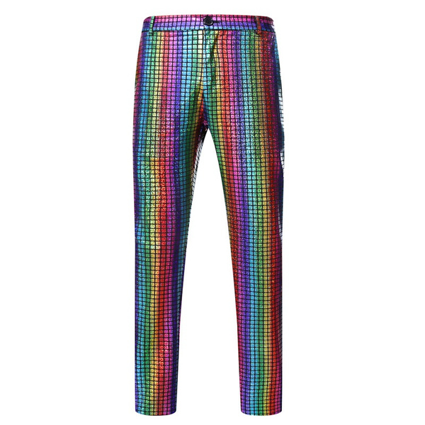 Mens 70s Disco Pants Fashion Sequins 