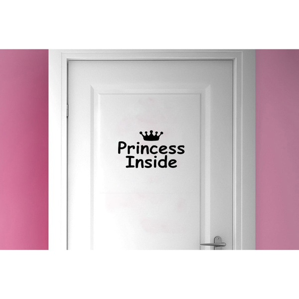 25*14.4CM PRINCESS INSIDE Girl Bedroom Door Stickers Creative Room Wall ...