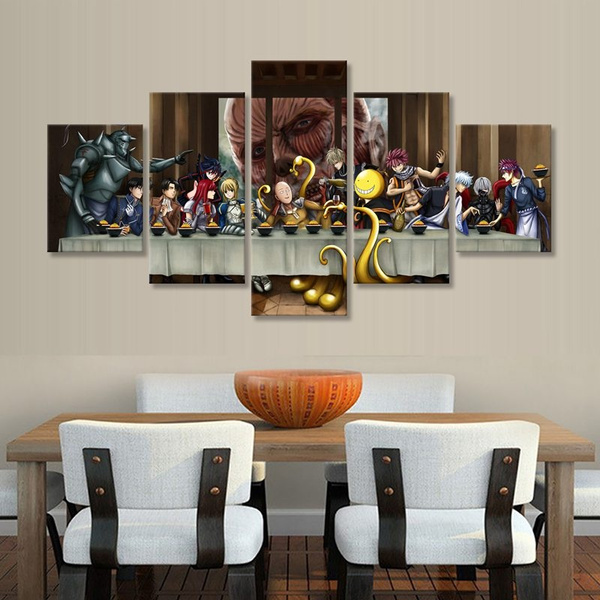 The Last Supper Anime Crossover Version Canvas HD Prints Home Decor  Painting 5 Pieces Wall Art Modular Picture Artwork Poster | Wish
