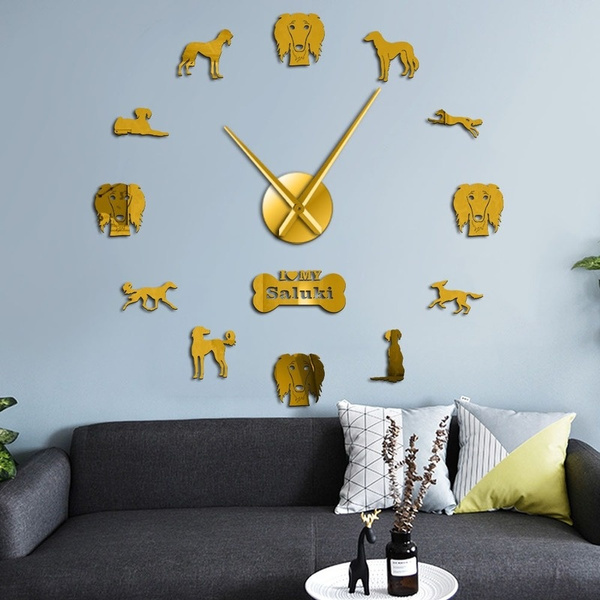 Rhodesian Ridgeback Big Wall Clock Large Diy Art Stickers Lion Dog Pet Home Decor African Hound Giant Watch Wish - Giant Clock Wall Sticker