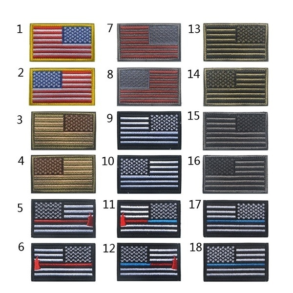 The American Flag Embroidered Velcro badges left right shoulder ...