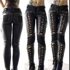 Goth, Fashion, skinny pants, Hollow-out