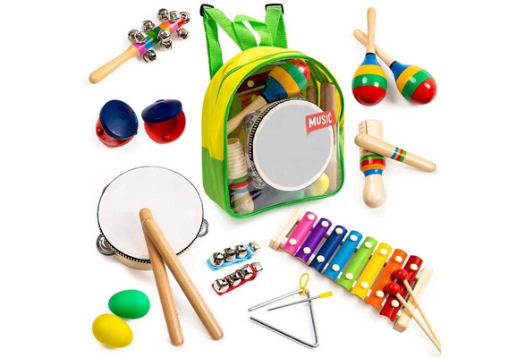UBTOY 10 Types 16 Pcs Percussion Instruments for Kids Preschool Learning Toys Toddlers Musical Toys with Carrying Bag. Toddler Toys Kids Musical Instruments 