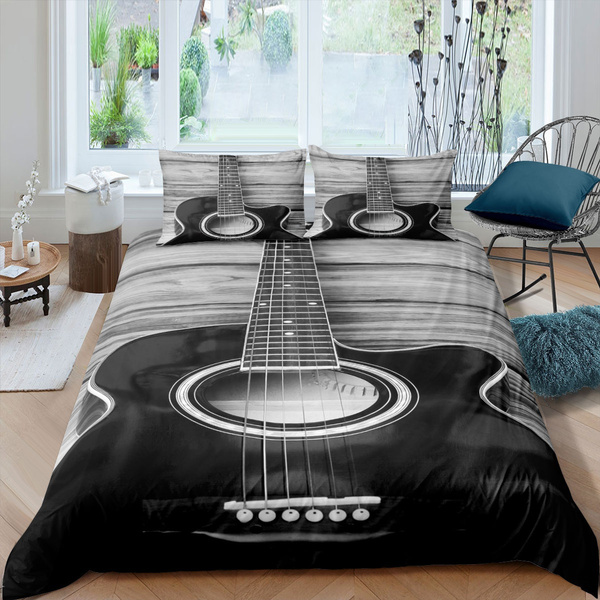 Music Theme Fitted Sheet Set Music Theme Bedding Bed Sheet Set For Boys Girls Teens Bedroom Retro Piano Guitar Violin Trumpet Pattern Vintage Antique Kids Decor 2 Pcs Single Size