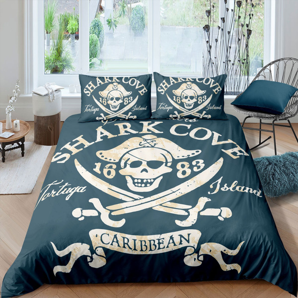 Pirate Bedding Set Skull Printed Duvet, Retro King Bedding