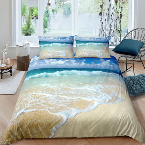 SDIII Surfing On Sea Waves Comforter Sets Full/Queen Size Extreme Sports Blue Oc 
