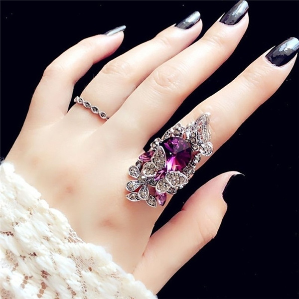 Grandest Birch Women Vintage Big Artificial Opal Engagement Rings  Anniversary Jewelry Gifts Alloy, Artificial Opal Silver - Walmart.com