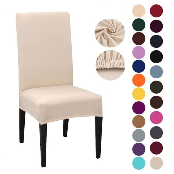 New Upgrade 18 Colors 6/4/2/1pcs Removable Solid Color Chair Cover ...