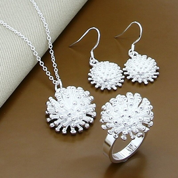 Wholesale Price 925 Silver Jewelry Sets Fashion Simple Round Necklace  Earrings Rings Set Fine Jewelry wholesale | Wish