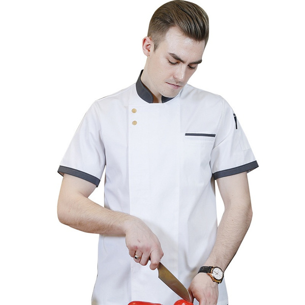 Men Ladies Chef Jacket Short Sleeve Baker Jacket Hotel Kitchen Cook Clothing 