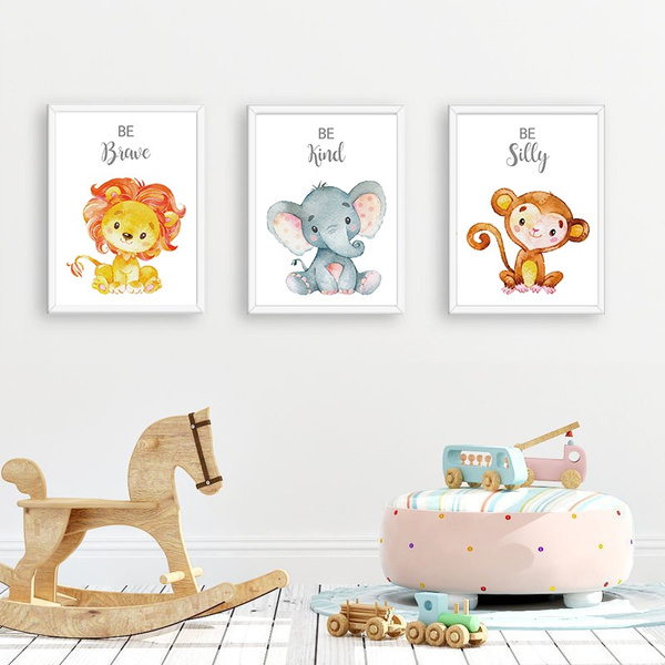 6 Panels Baby Animals With Inspirational Quotes Hd Print Canvas Cute Baby Animal Kids Room Wall Decoration Nordic Posters Living Room Decor For Home Decoration Wall Mural Pictures Without Frames Wish