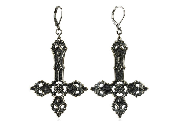Inverted cross earrings, Upside down 