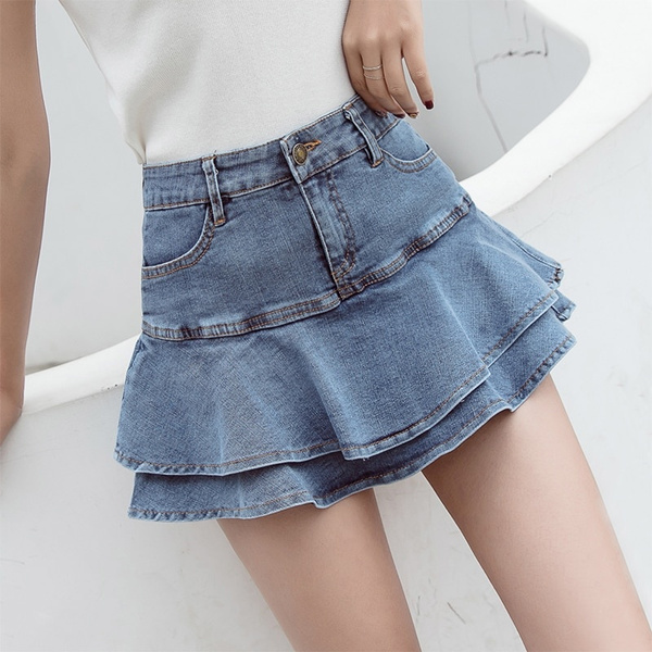 plus size short denim skirt