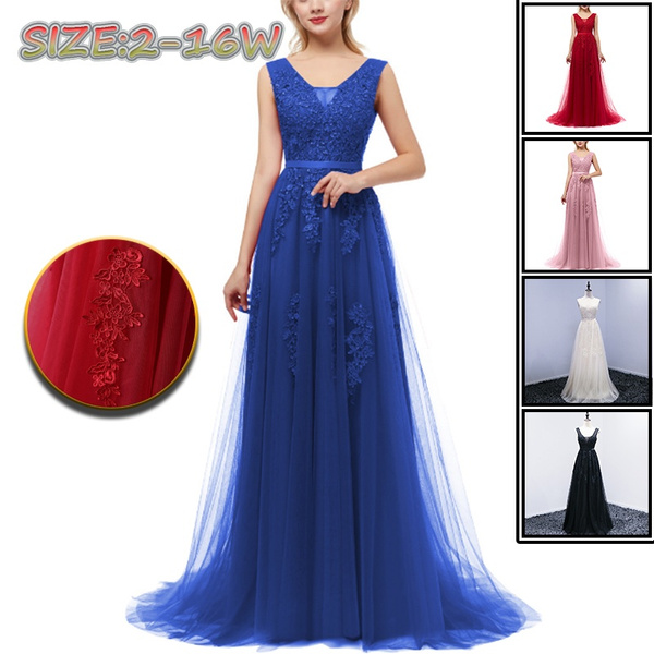 Royal Blue Evening Dress Plus Size Long 
