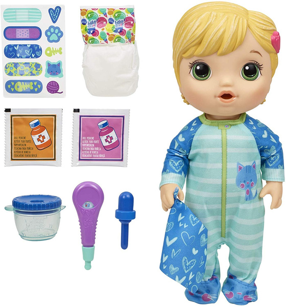 Baby Alive Mix My Medicine Baby Doll Kitty Cat Pajamas Drinks