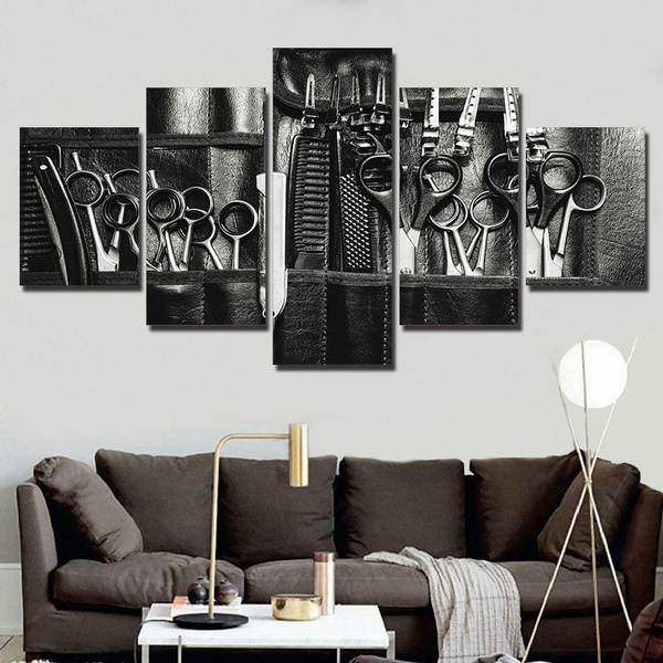 Hairdressing Tools Hair Salon 5 panel canvas Wall Art Home Decor Poster Picture 