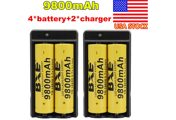 2pcs 3.7V 18650 batteries Li-ion rechargeables 9800mah