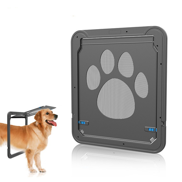 Pet Screen Door Fashion Paw Design Pets Window Dog Cat For Cats Dogs Black Protector Sliding Automatic Lock Lockable Wish Pet Screen Door Fashion Paw Design Pets, Sliding Screen Door With Pet Guard