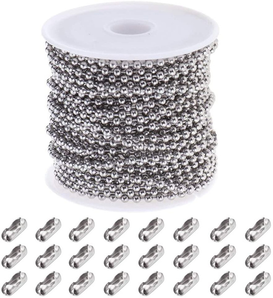 Ball Bead Chain Stainless Steel Ball Chains Necklace with 24 Pieces  Matching Connectors Clasps Silver Jewelry Making Chains for Pendant  Necklace DIY, 2.4mm, 10 Feet