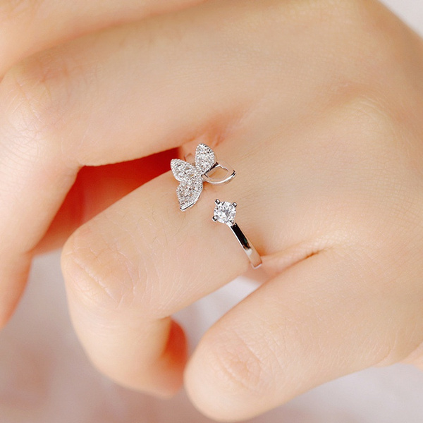 Anillos de de cristal de lujo de Ley 925 para mujer, joyería de moda, anillo de dedo ajustable | Wish