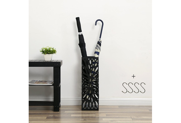 Best Choice Products Modern Spherical Metal Entryway Umbrella Storage Stand with 2 Hooks Black Drain Tray Floor Protection