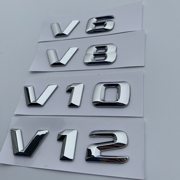 V6 V8 V10 V12 Letter Number Emblem Chrome Logo Car Styling Fender Side ...