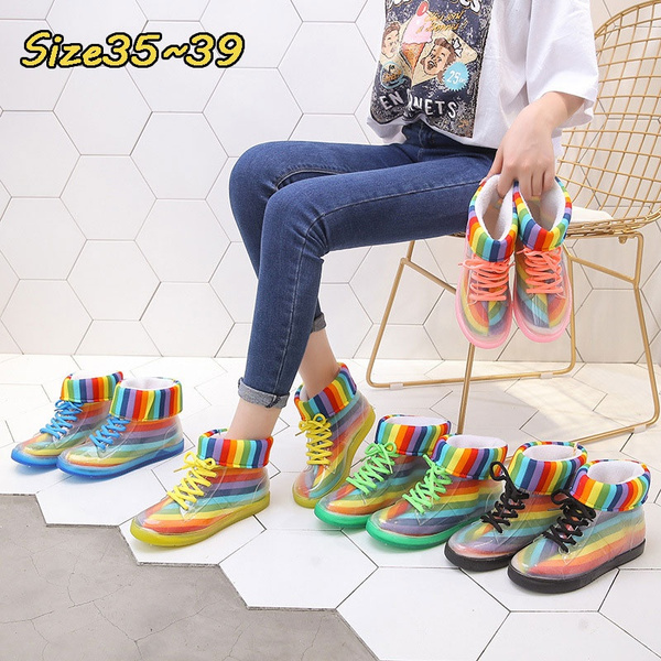 rainbow rain boots womens