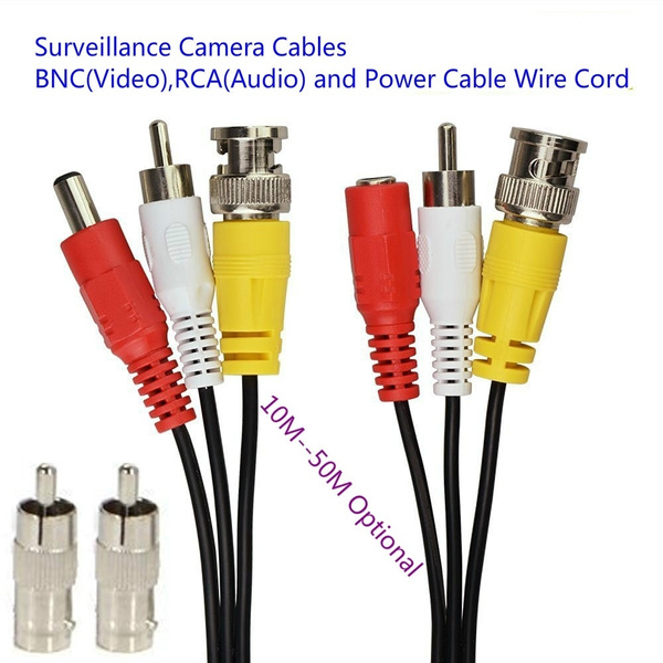 Surveillance Camera Cables Bnc Video Rca Audio And Power Cable Wire Cord Two Bnc Female To Rca Male Connectors For Security Camera Extension Cable 10m 50m Optional Wish