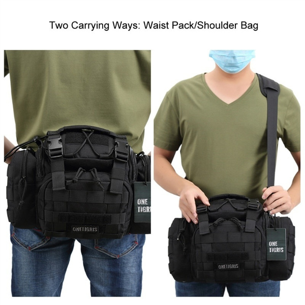 Hunting lumbar pack with clearance shoulder straps