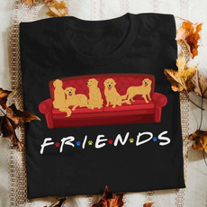 friendsgoldenretrieverdogonsofapawloverstshirt, menfashionshirt, Cotton T Shirt, golden