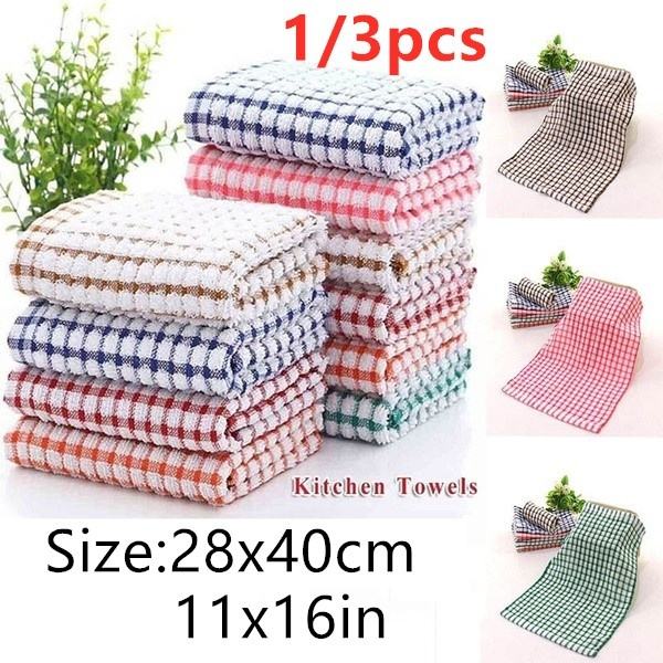 3Pcs/1Pcs HOT Large Home & Kitchen 6 Colors Tea Towels Cotton Terry Kitchen  Towels Dish Towels 28x40Cm (11X16 Inch)
