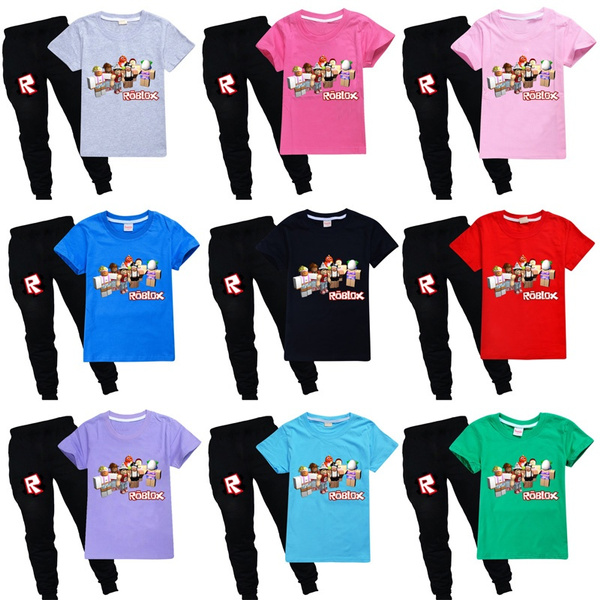2020 New Arrival Roblox Kids Child Short Sleeve T Shirt And Jogging Pants 100 Cotton Casual O Neck Tee Tops Harem Pants For Boys And Girls Wish - polo tshirt roblox