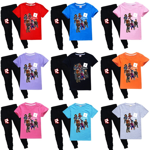 2020 Child Cartoon Roblox Clothes Boy Girl Summer T Shirt And Pant 2 Piece Jogging Suit Kids Cotton Clothing Set Geek - cool roblox suit t shirt roblox