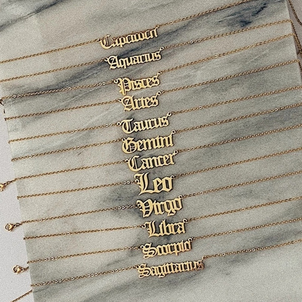 New 12 Old English Zodiac Necklace 1991 