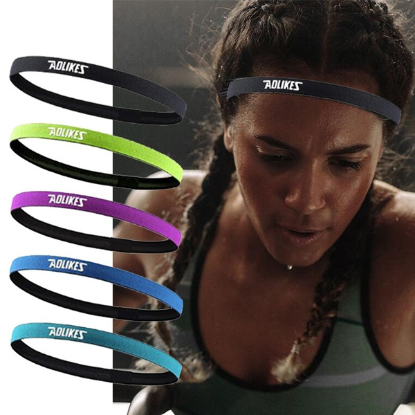 Gym Anti Slip Thin Elastic Sports Headband Women Yoga Hair Bands Slim Fitness Sweatband for Men