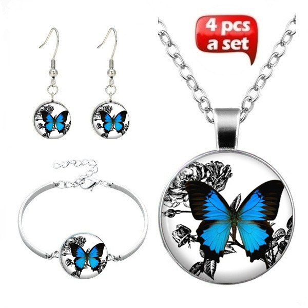 Blue Butterfly Necklace, Silver Picture 