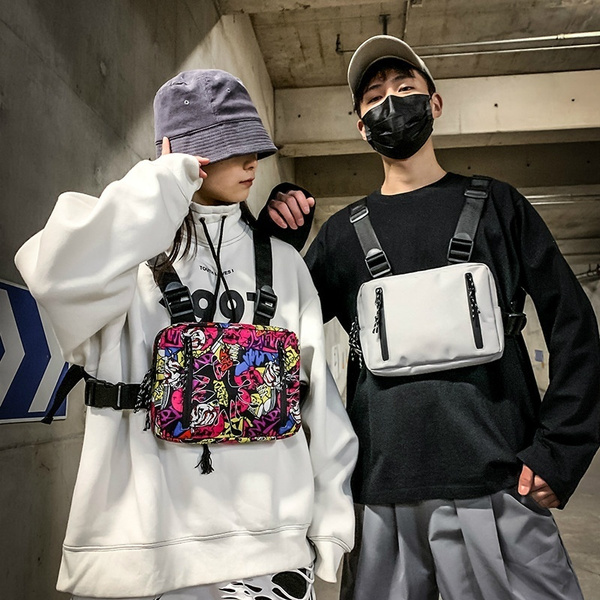Vest Bag Chest Rig Bag Graffiti Hip-Hop Chest Bags For Men Tactical  Streetwear Chest Bag Fashion Double Opening Rectangle Women Streetwear  Graffiti Writer Chest Rig Bag