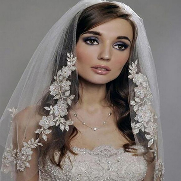 Wedding Veils - Bridal Lace Mantilla Veil - Cathedral Length White