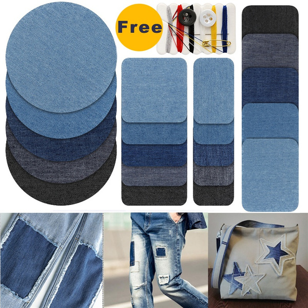 4 Size Jeans Patch Denim Adhesive Patch Iron On Denim Patches for Clothing  Jeans