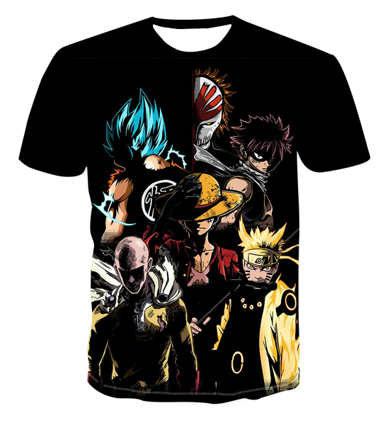 New Fashion 3d Print Japanese Anime Characters One Punch Man One Piece Super Saiyan Naruto Bleach T Shirt For Men Women Wish