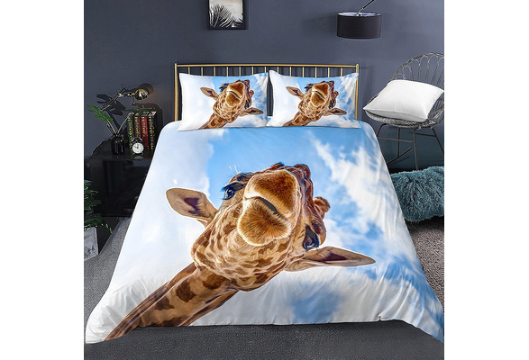 3D Color Giraffe 6883 Bed Pillowcases Quilt Duvet Cover Set Single King UK Lemon 