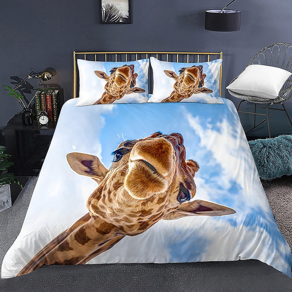 Giraffe Bedding Queen Duvet Cover, Can You Put A Queen Duvet In King Cover