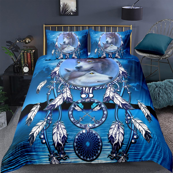 Boho Dream Catcher Comforter Cover Wolf, Dreamcatcher King Size Bedding