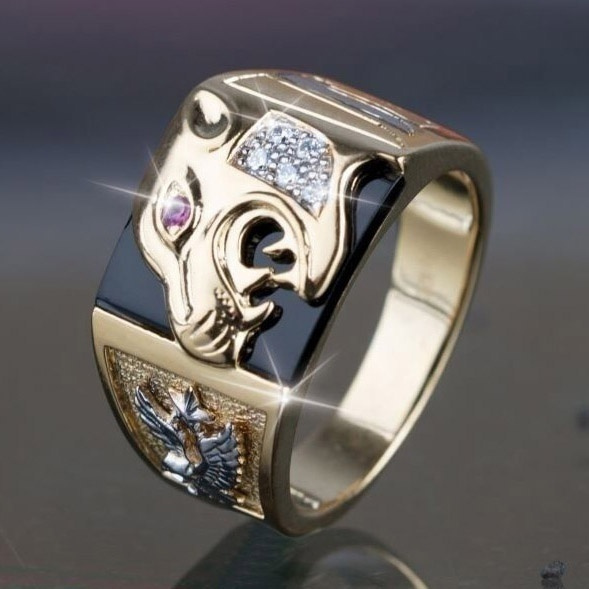 mens gold panther ring