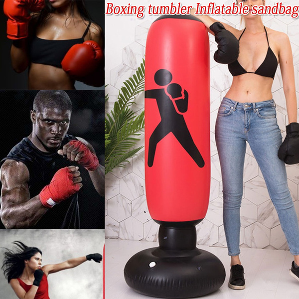 1.6M Punching Bag Inflatable Boxing Column Tumbler Sandbag Martial Training 