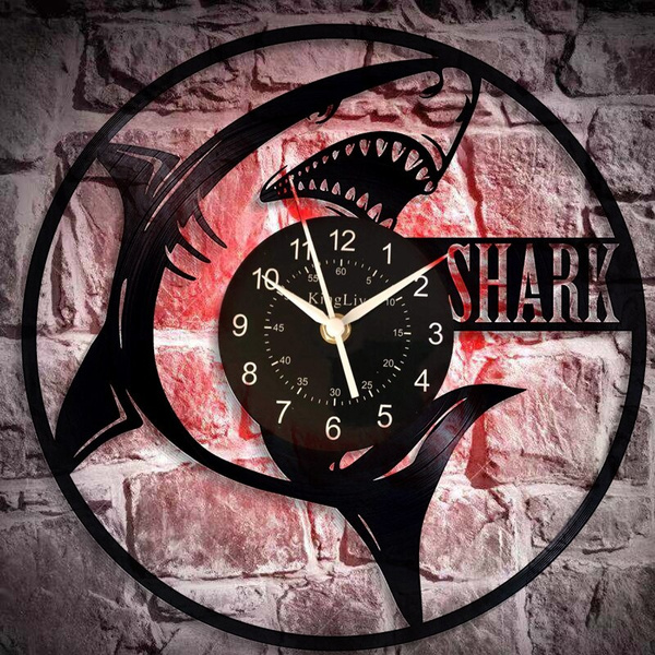 Shark Wall Clock 12 Inch Shark Fishing Wall Clock Fish Record Retro